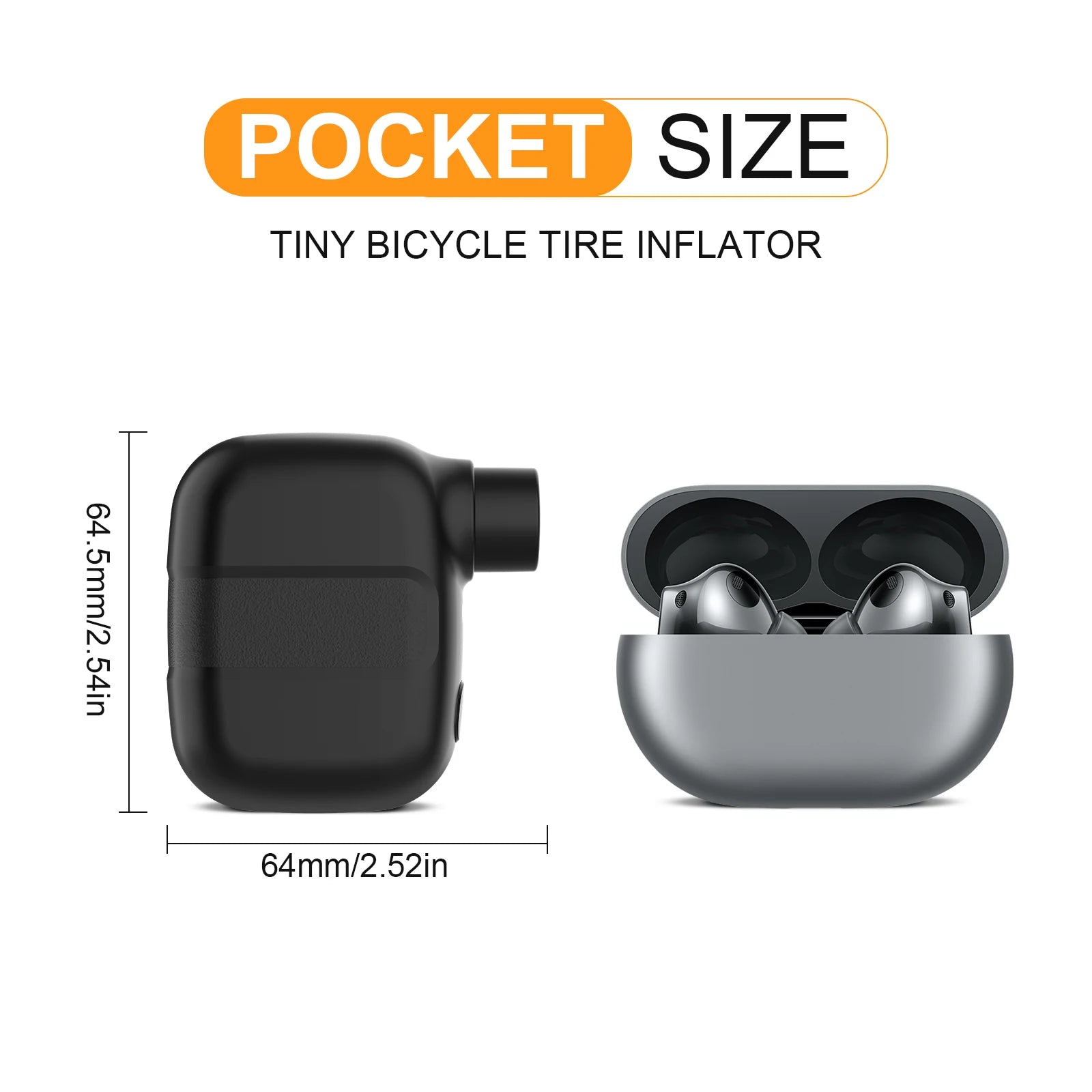 Mini Rechargeable Electric Bike Pump 100PSI Type-C Portable Air Inflator for Schrader & Presta Valves