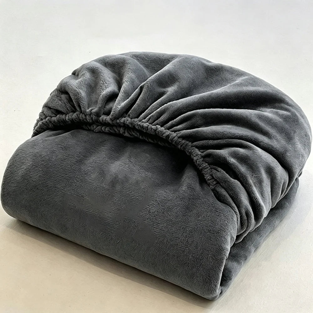 Warm Velvet Fitted Mattress Protector – Coral Fleece Plush Elastic Fitted Sheet, Sizes 90/120/150/180/200 cm (35–78 in)