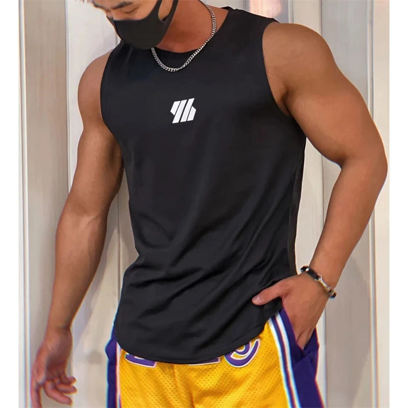 Men's Mesh Gym Tank Top – Breathable Sleeveless Running & Fitness Workout Vest
