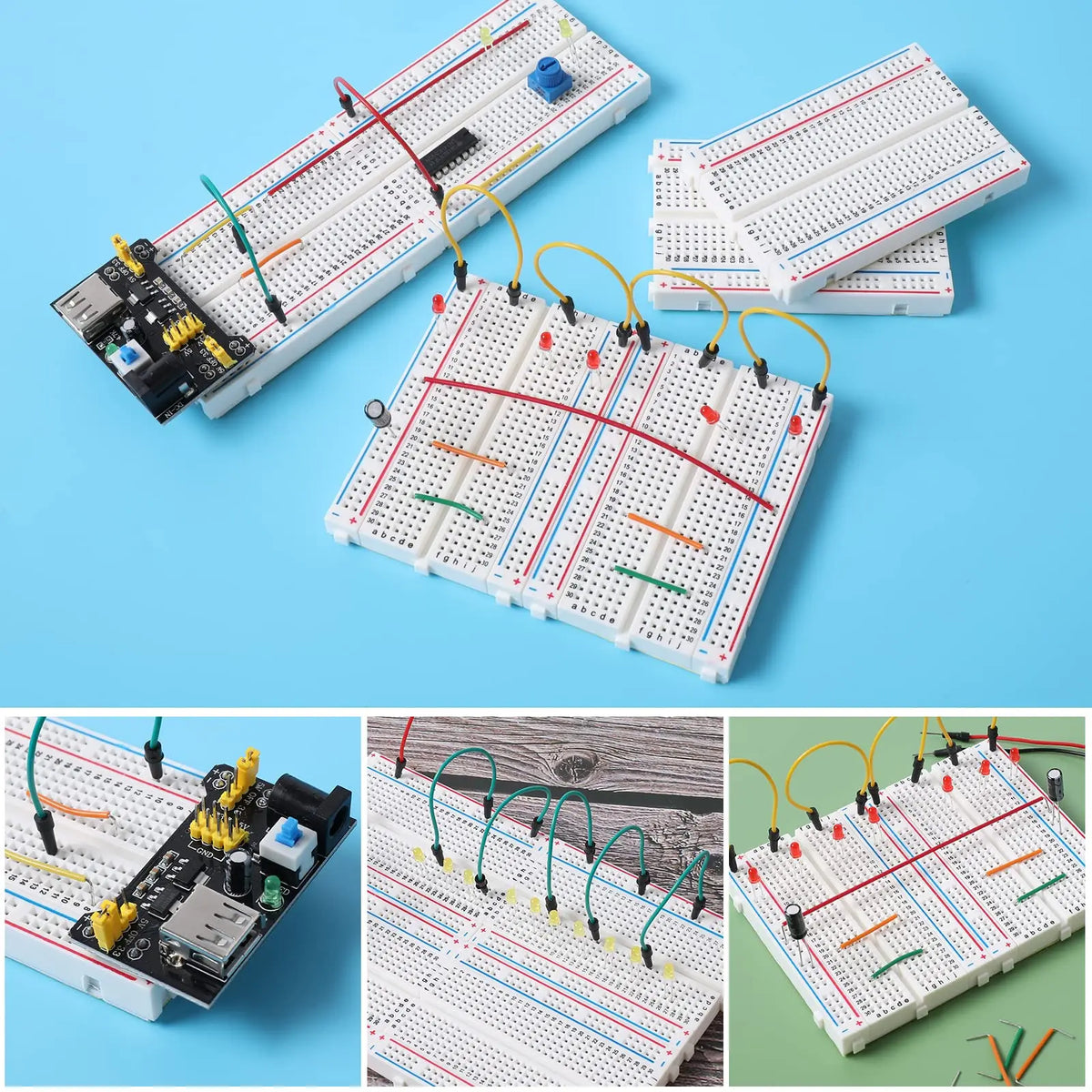 Solderless Breadboard Kit 830/400 Tie-Point with Switchable 3.3V/5V On-Board Regulator