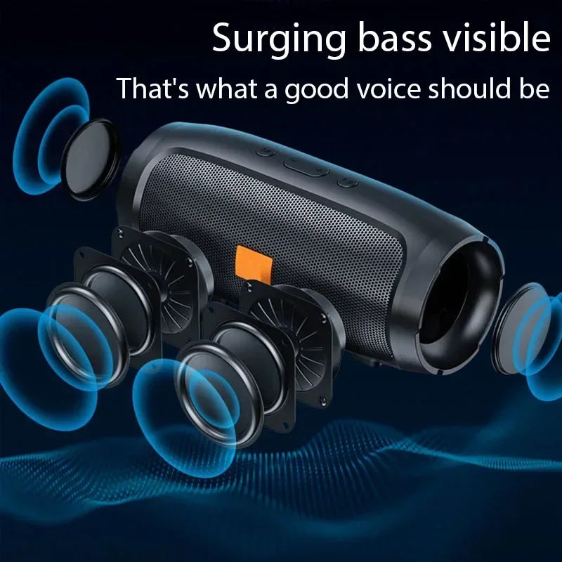 Portable Bluetooth Subwoofer Speaker — Wireless Outdoor Stereo with FM Radio, TF Card & USB, Bluetooth 5.0, Rechargeable, 3D Surround