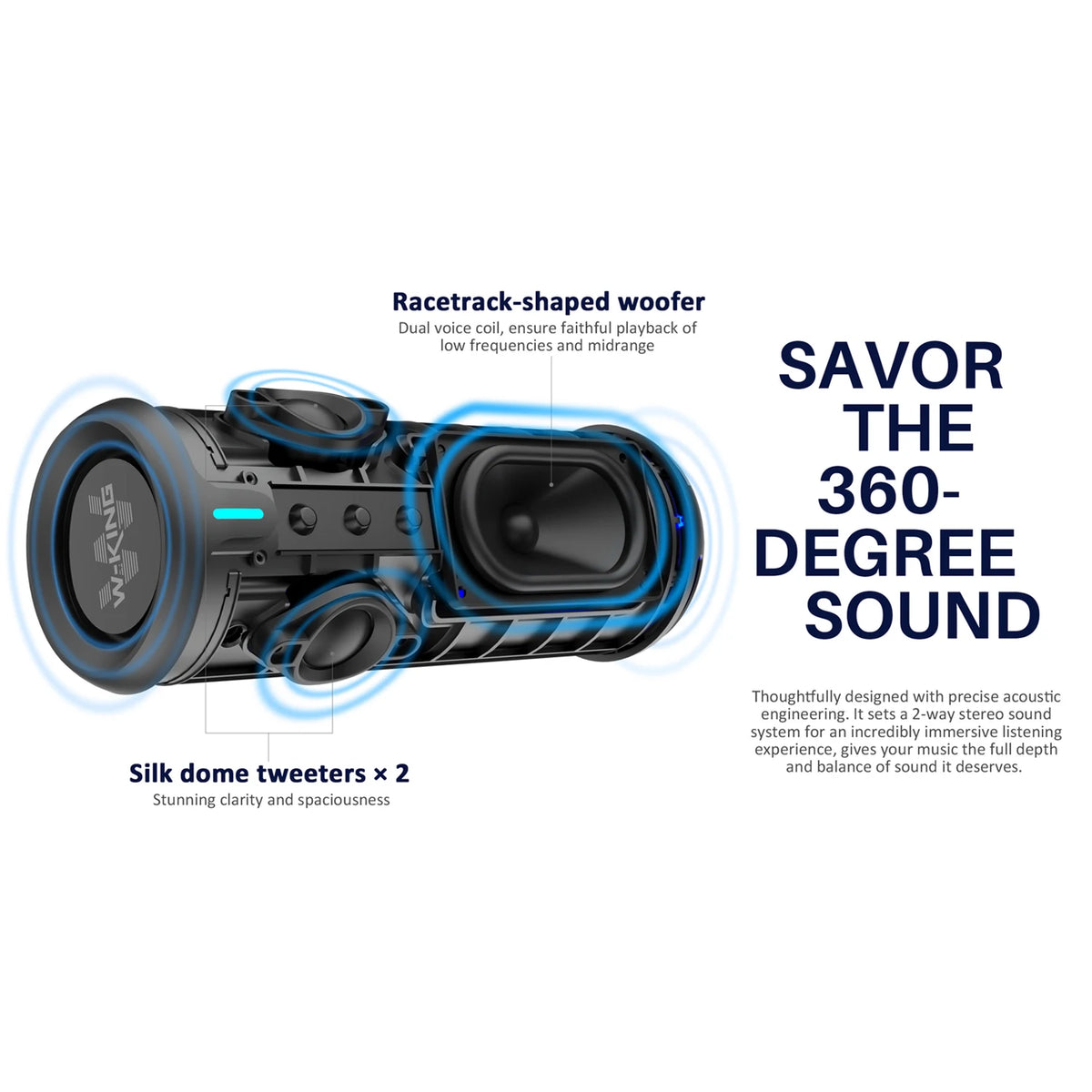 40W Portable Bluetooth Speaker IP67 Waterproof, APP EQ, TF/AUX, RGB Party Lights, 24H Battery, 360° Bass