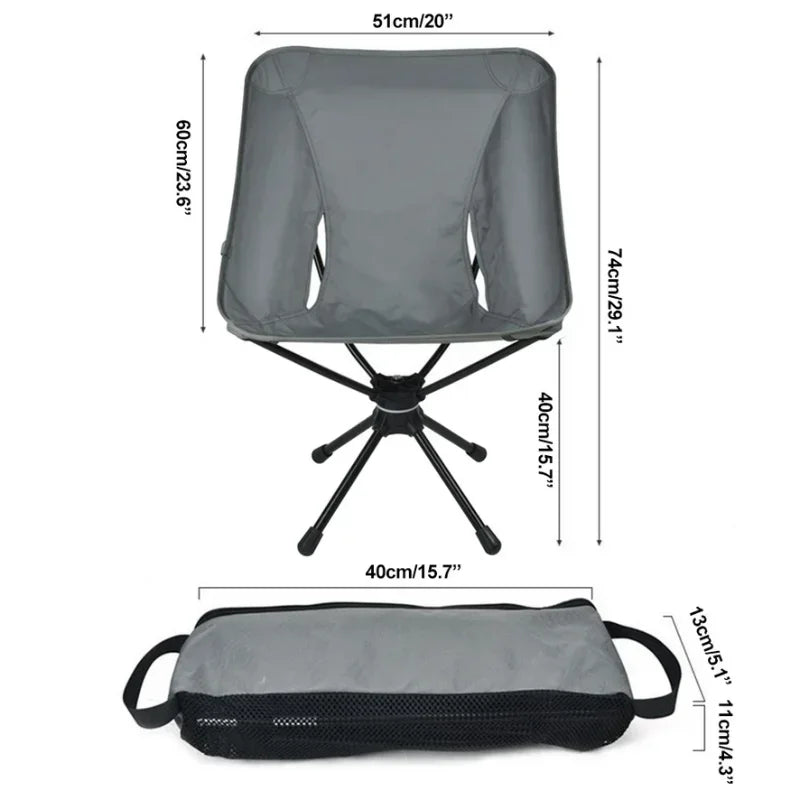 Portable Detachable Swivel Camping Chair – Lightweight Folding Backpacking Seat with Carry Bag for Fishing & Hiking