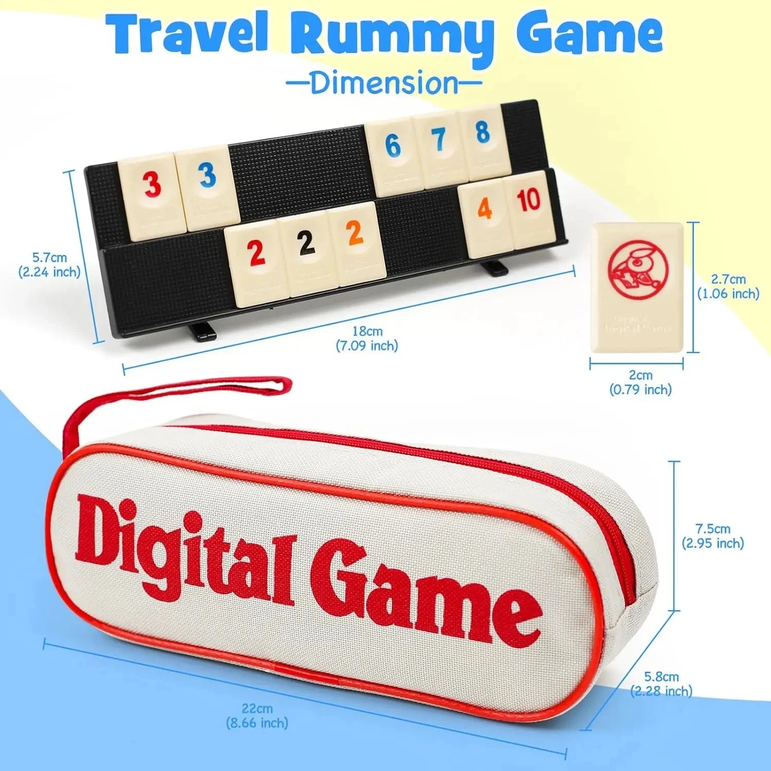 Rummy Cube Tile Game Set — 106 Tiles with 4 Racks & Portable Case — Travel Family Board Game