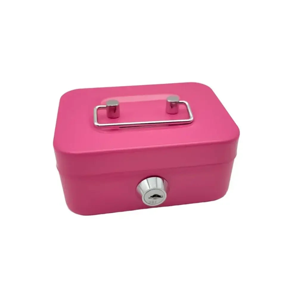 Metal Key Lock Cash Box with Handle – Small Lockable Money Organizer for Kids, 4.5 x 3.35 x 2.28 in (11.5 x 8.5 x 5.8 cm)