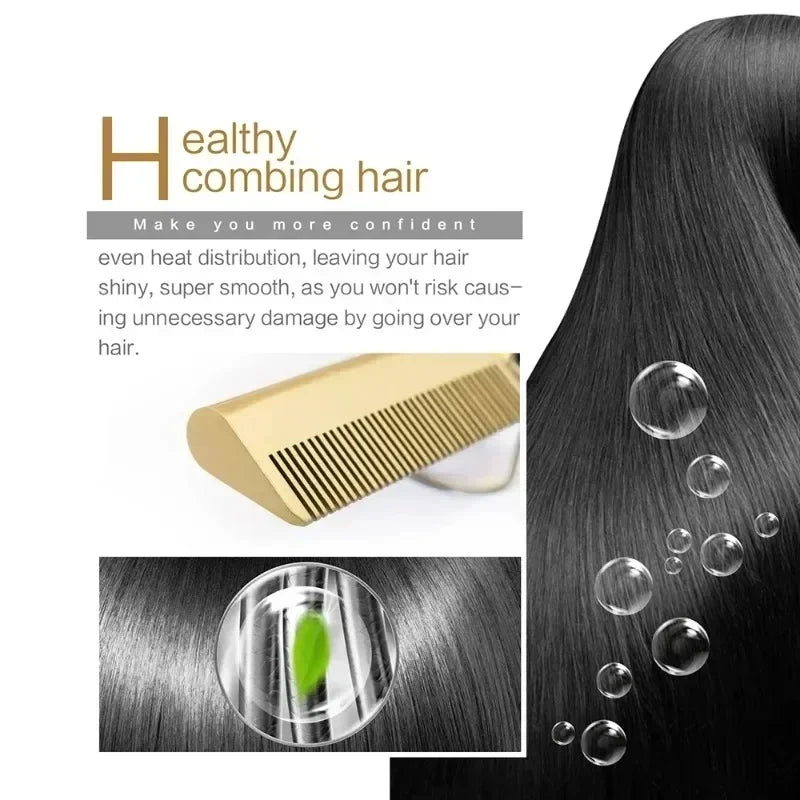 2-in-1 Heated Hair Straightener & Curler Brush – Wet/Dry Tourmaline Ceramic Styling Comb