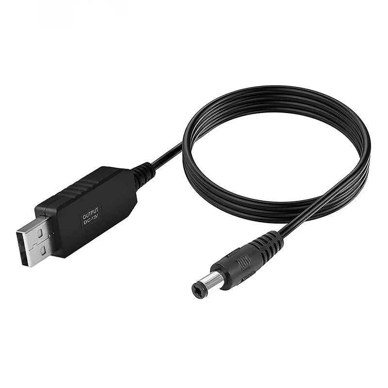 5.5 x 2.1mm USB to DC Power Booster Cable – 5V to 5/9/12V Step-Up Converter for WiFi Router & Modem, 1 m (3.3 ft)