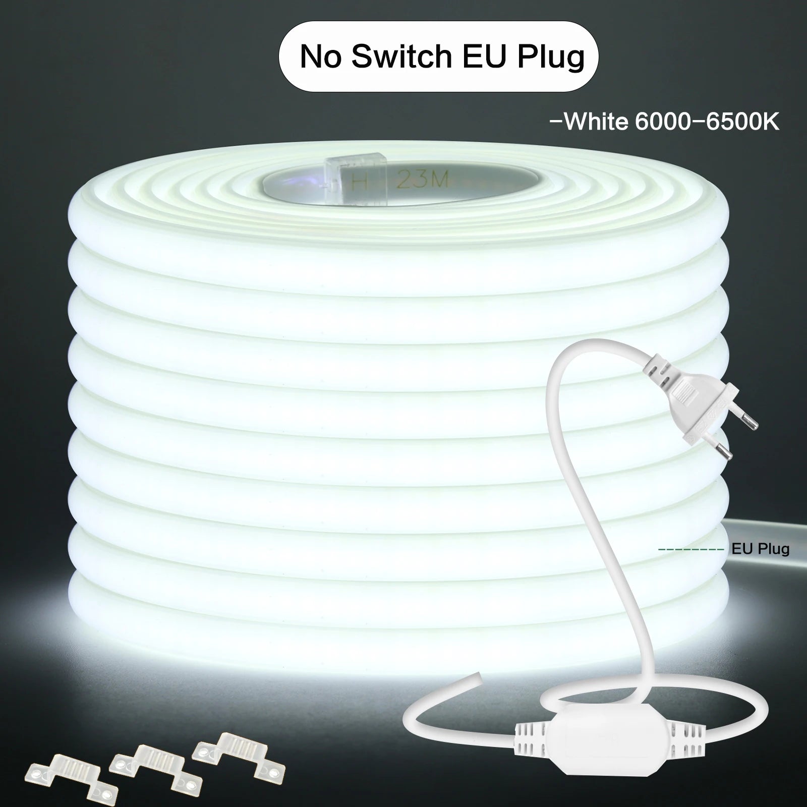 220V COB LED Strip Light 288 LEDs/m IP65 Dimmable with Switch or Dimmer Plug — 3000K 4000K 6000K Waterproof Indoor/Outdoor