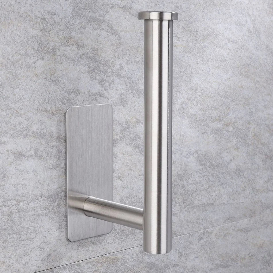 Stainless Steel Wall Mount Paper Holder Adhesive & Free-Nail Toilet Tissue Towel Shelf, Brushed Gold White Black