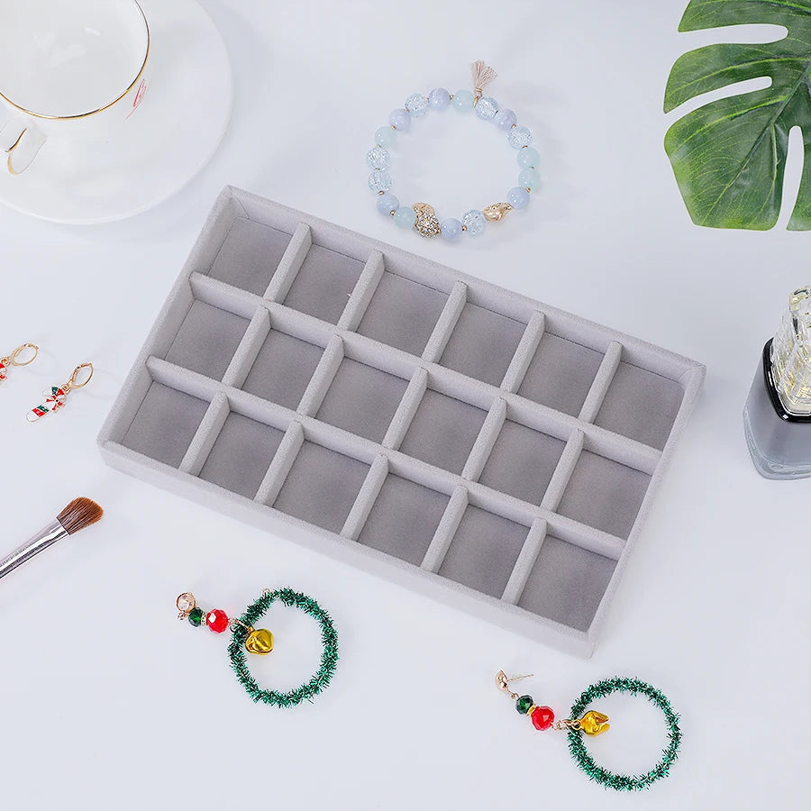 Flocking Velvet Jewelry Tray - Jewelry Organizer Insert 21.3 x 12.5 x 2.5 cm (8.4 x 4.9 x 1 in)
