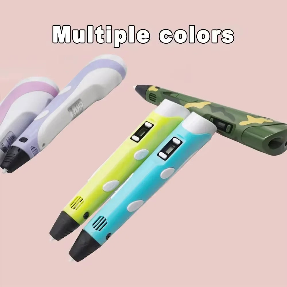 USB Rechargeable 3D Printing Pen with 9M PLA Filament (1.75mm) — Adjustable Speed, 180–220°C Heat, DIY 3D Pen for Kids & Adults