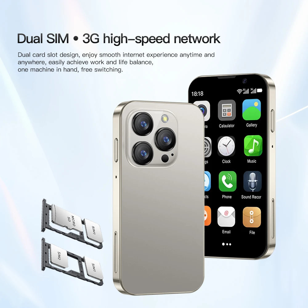 Mini 3.0-inch (7.6 cm) Android 9 Smartphone — 2GB RAM 16GB ROM, Dual SIM, 3G, Type-C, Face Unlock