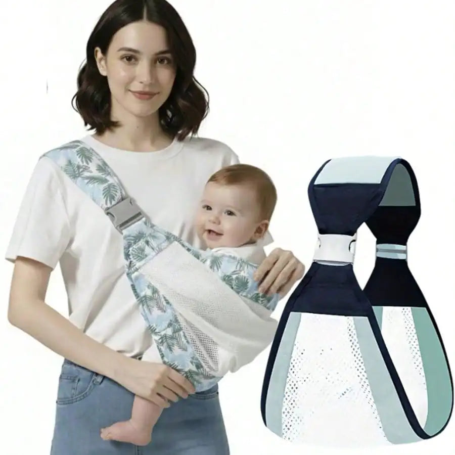 Adjustable Baby Sling Carrier 28–40 lb (13–18 kg) — Breathable Mesh Side Carrier with Safety Buckle & One-Hand Support