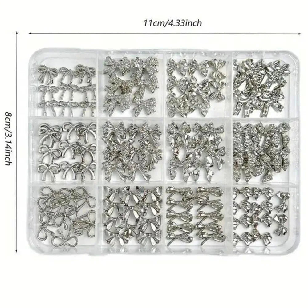 120-Pack Silver 3D Bowknot Nail Charms view 5