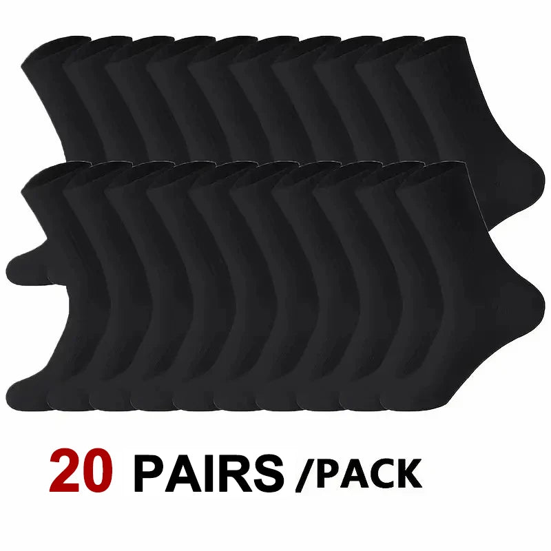 5/10/20 Pairs Neutral Solid Mid-Crew Socks - Breathable Sweat-Wicking Antibacterial Sports Socks