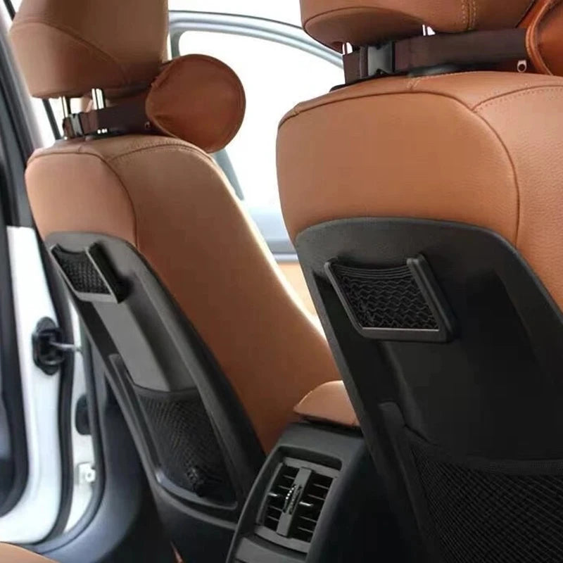 Car Seat Back Mesh Storage Pocket – Elastic Phone & Sundries Organizer, 4-Pack (15×8 cm / 20×8 cm | 5.9×3.1 in / 7.9×3.1 in)