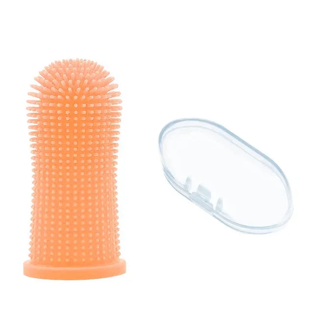Silicone Pet Finger Toothbrush for Dogs & Cats – Soft 360° Non-Toxic Teeth Cleaner with Storage Case