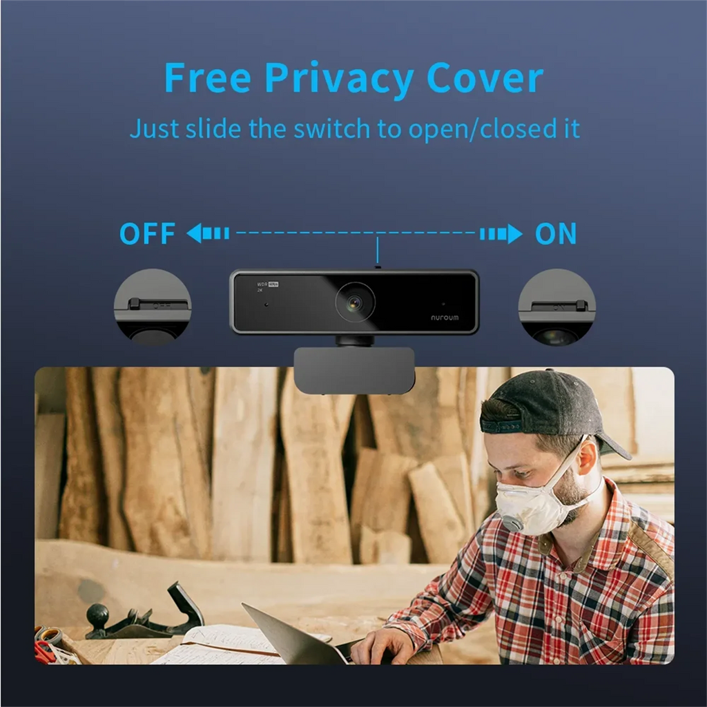 1080P FHD 60FPS Webcam with Microphone & Privacy Cover — 90° Wide-Angle USB Plug-and-Play for PC, Mac & Laptop