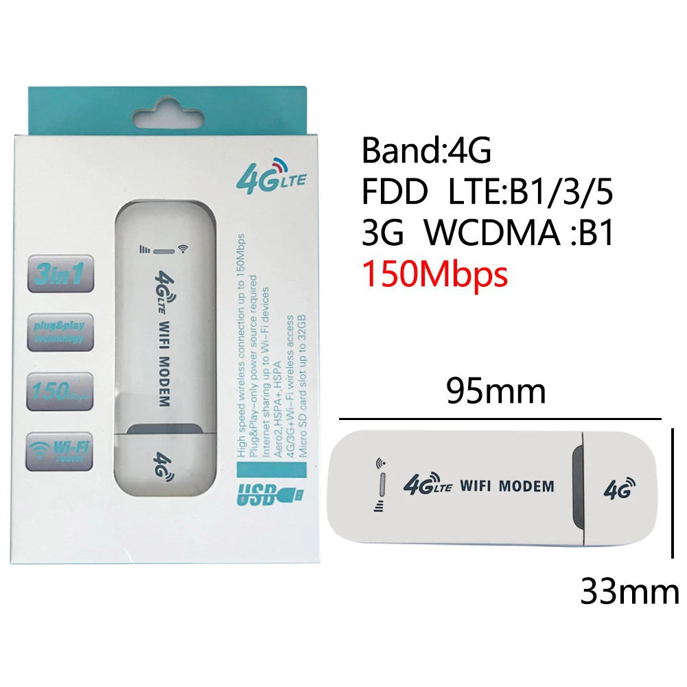 4G LTE Pocket WiFi Router 150Mbps Portable MiFi Hotspot with SIM Slot, 2100mAh Battery for Travel Home Office RV