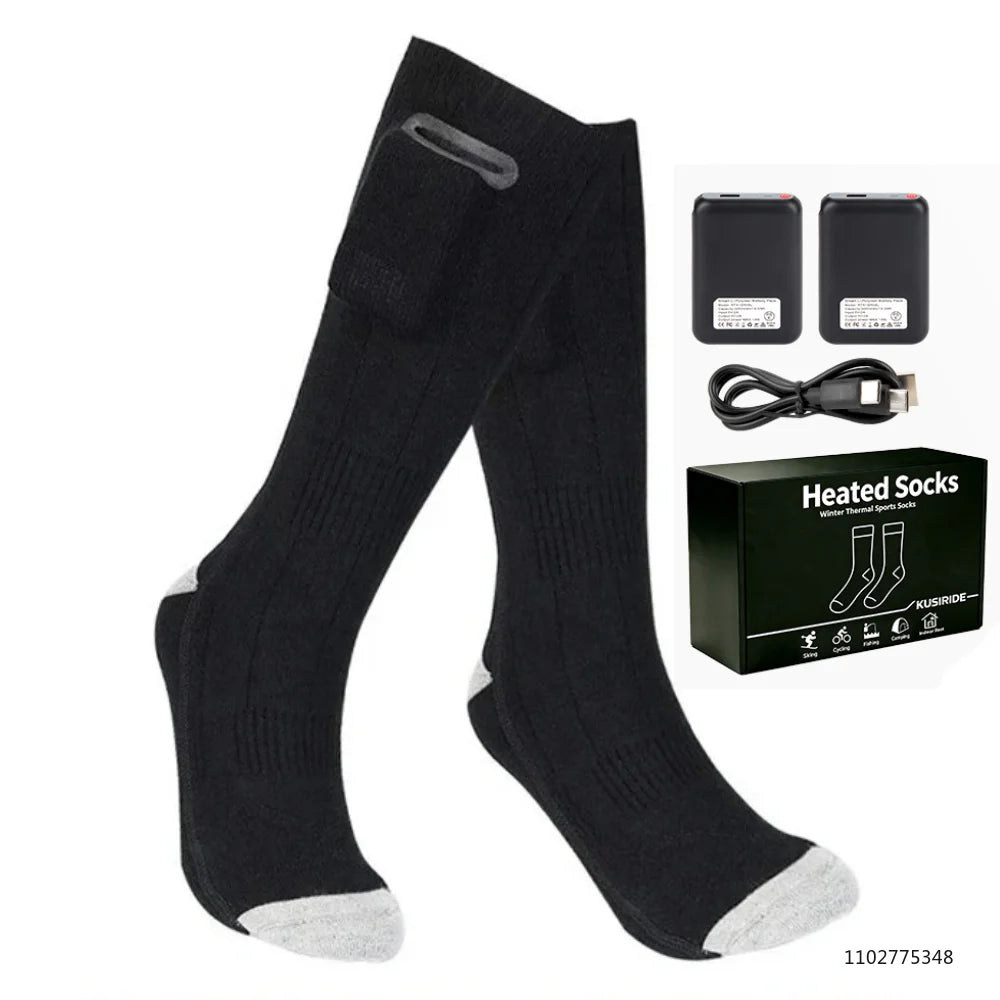 Rechargeable Heated Socks 6000mAh Electric Thermal Ski & Snowboard Foot Warmers for Winter Outdoor Sports