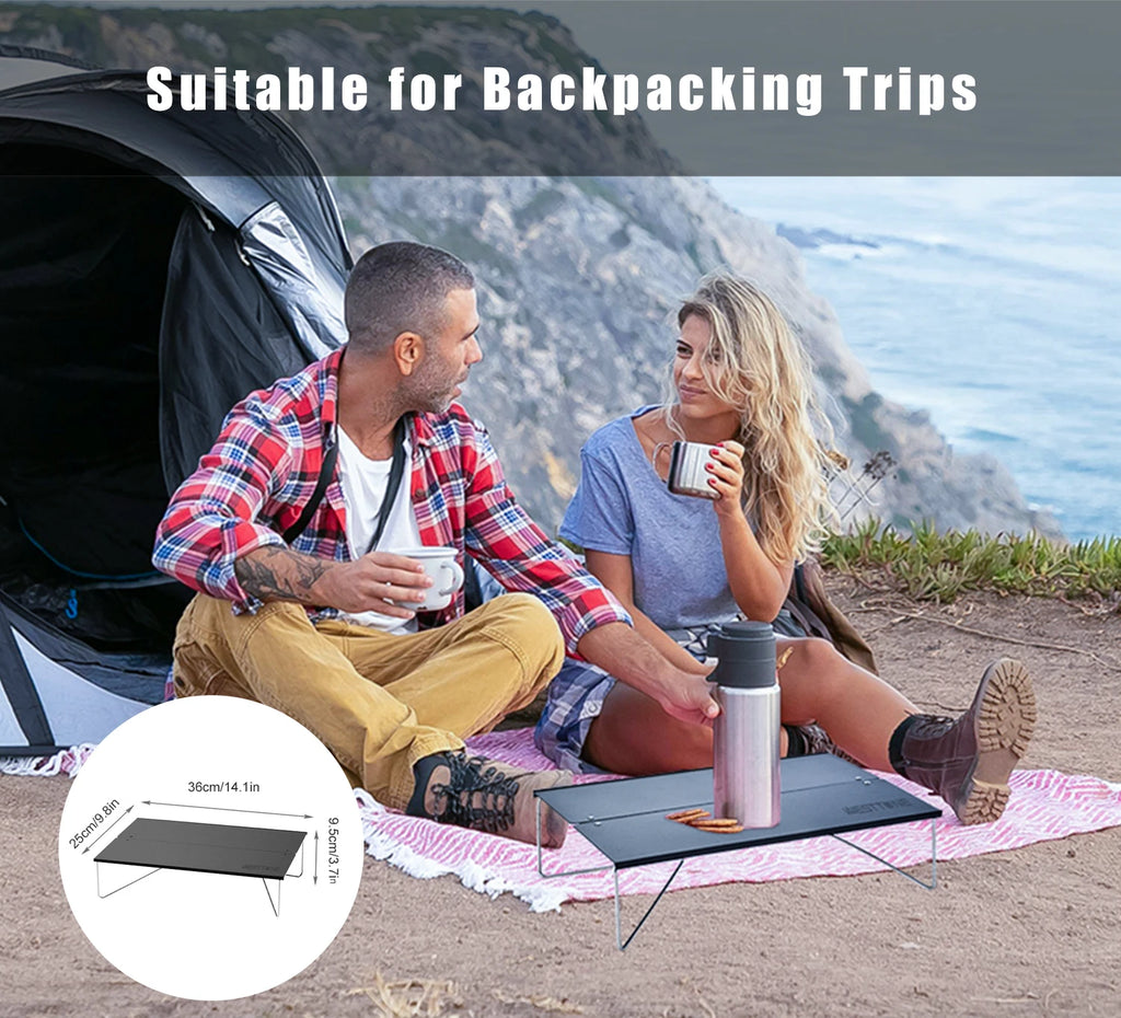 Compact Ultralight Folding Camping Table – Aluminum Alloy Mini Portable Collapsible Table for Hiking & Picnics