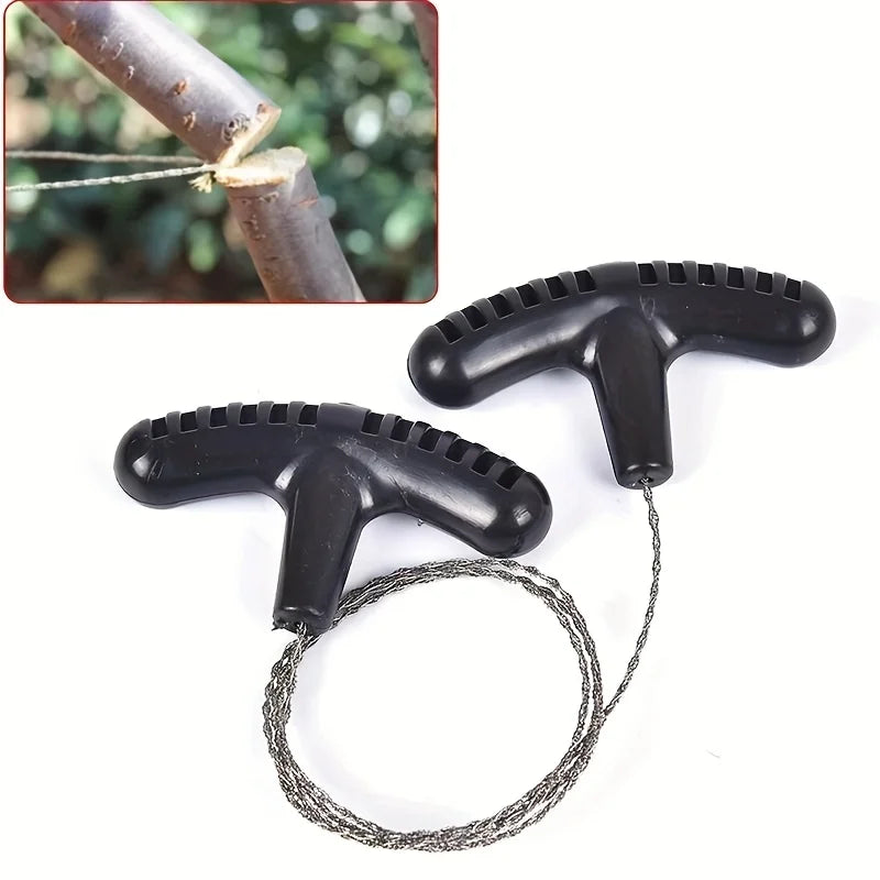 Portable Stainless Steel Wire Saw with Finger Handles for Camping, Hiking & Survival