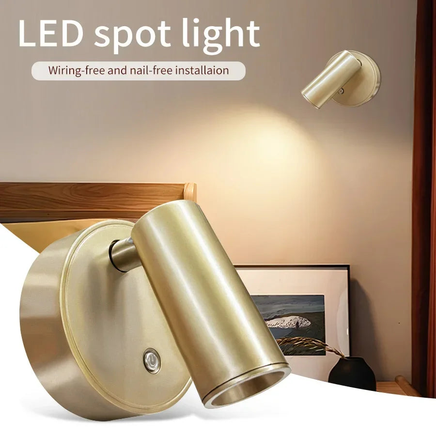 3-Color LED Magnetic Wall Light Dimmable USB-C Rechargeable Touch Reading Lamp for Bedside & Study