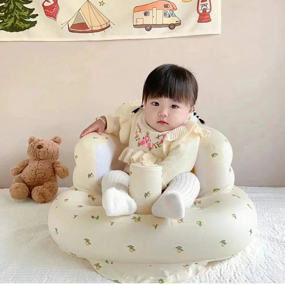 Portable Inflatable Baby Seat — PVC Infant Sofa & Bath Stool, Multifunctional Learning/Sitting Practice Chair (57×48×35 cm / 22.4×18.9×13.8 in)