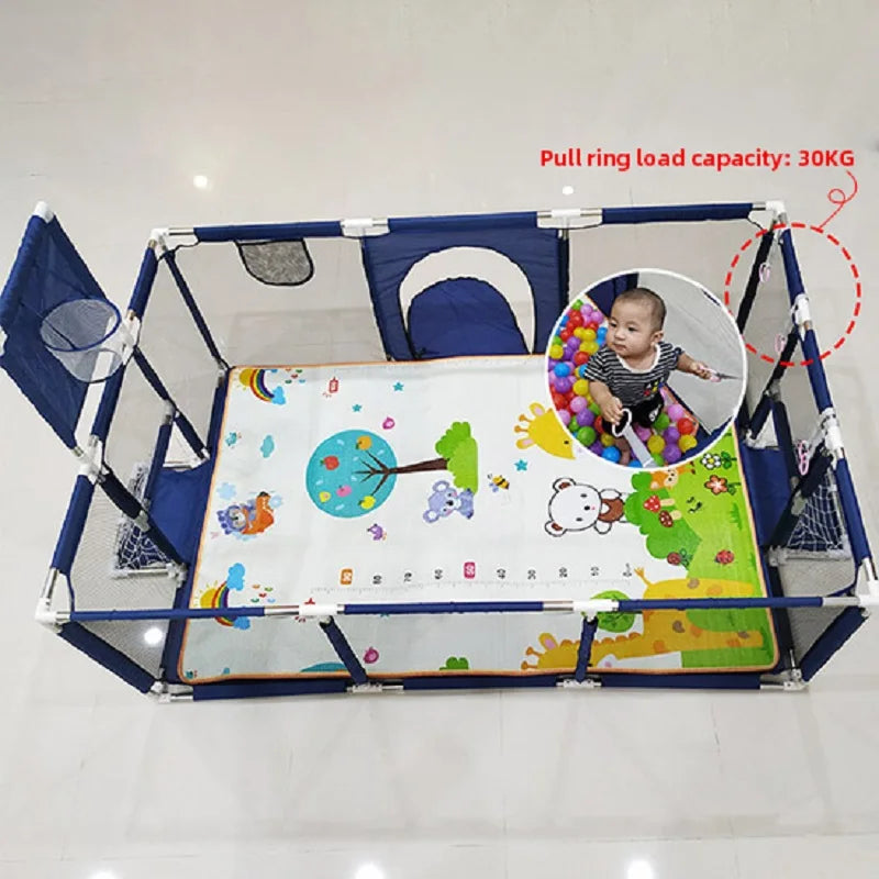 Large Playpen 107 x 235 x 129 cm (42.1 x 92.5 x 50.8 in) Safety Play Yard Indoor Outdoor Toddler Ball Pool & Soft-Padded Kids Play Area, Ages 0–6Y