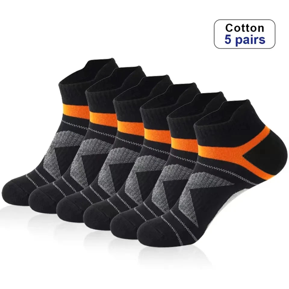 5-Pack Men’s Breathable Cotton Ankle Socks – Summer Casual Running Sports Socks, Sizes 38–45