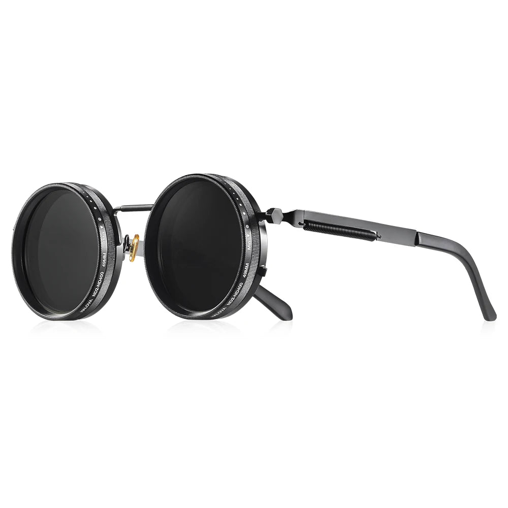 Polarized Round Sunglasses ND9 Adjustable Dimming Unisex Retro Punk Fishing Outdoor Shades UV400