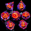 7-Piece Liquid Core Eye of Sauron Resin Dice Set Sharp-Edge D20 for D&D Tabletop RPG