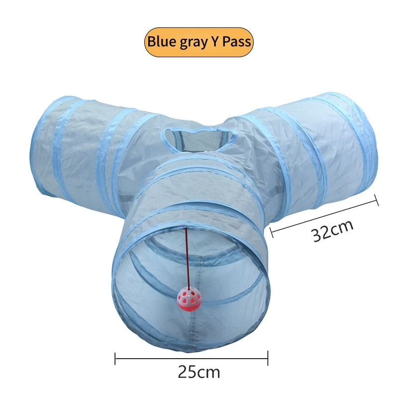 Foldable S-Shaped Cat Tunnel – Collapsible Play Tunnel for Cats, Rabbits & Small Pets, Interactive Crinkle Toy for Indoor Play