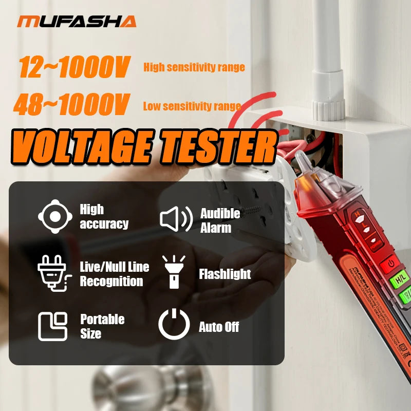 Non-Contact AC Voltage Detector Pen 12-1000V Smart Breakpoint Finder Electrical Tester