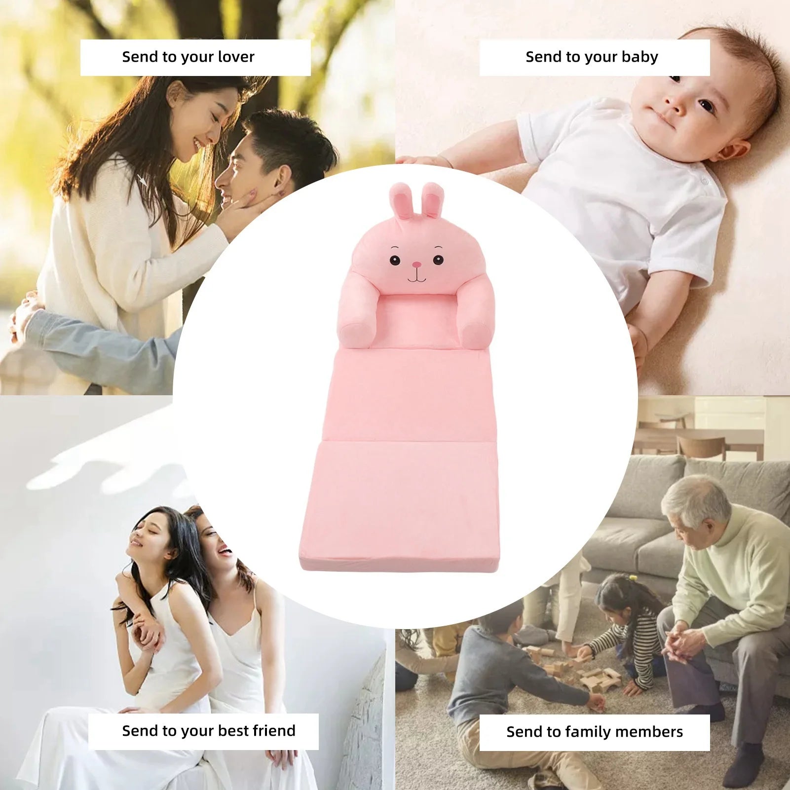 Cartoon Foldable Kids Sofa Bed - Plush Detachable Washable Cover & Wide Armrests
