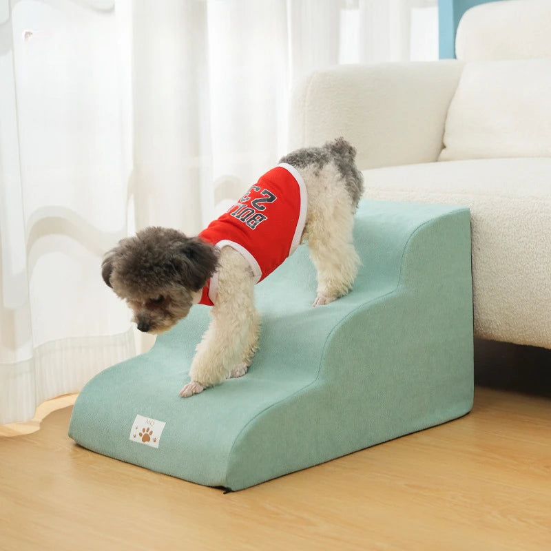 2- or 3-Step Memory Foam Pet Stairs — Removable Washable Cover Dog & Cat Ramp for Sofa and Training