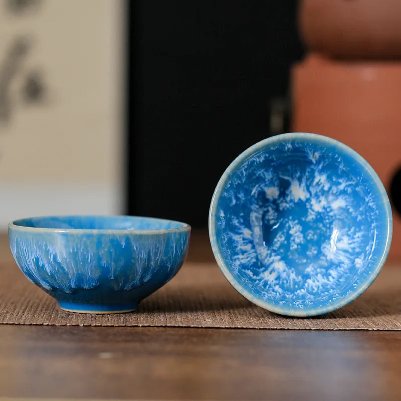 45ml (1.5 fl oz) Ceramic Tasting Teacup – Satin Blue Jianzhan Master Cup for Gongfu Tea