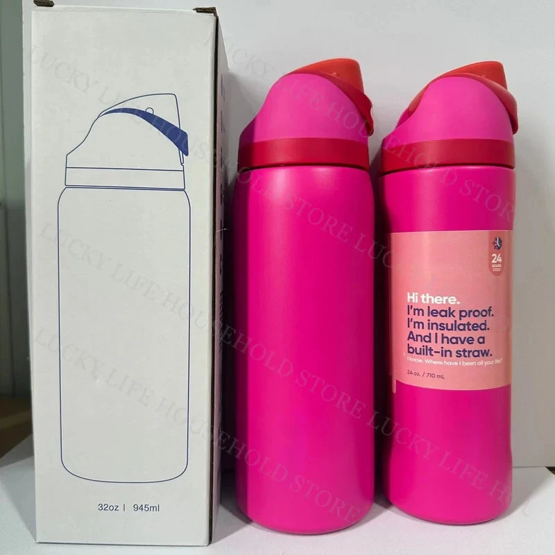 32oz (946ml) Stainless Steel Insulated Sports Water Bottle – Portable Vacuum Thermos, Football/Soccer Design