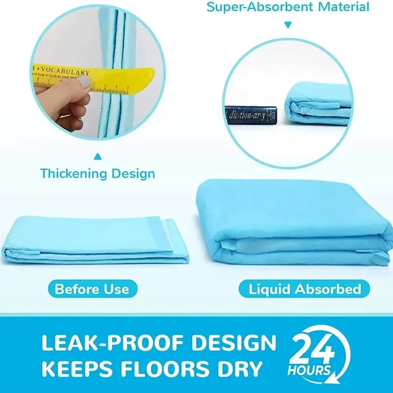 Super Absorbent Disposable Pet Pee Pads - Quick-Dry Dog & Cat Training Diapers, Deodorizing, Cut-to-Size - Multiple Sizes 33×45 / 45×60 / 60×60 / 60×90 cm (13×18, 18×24, 24×24, 24×35 in)