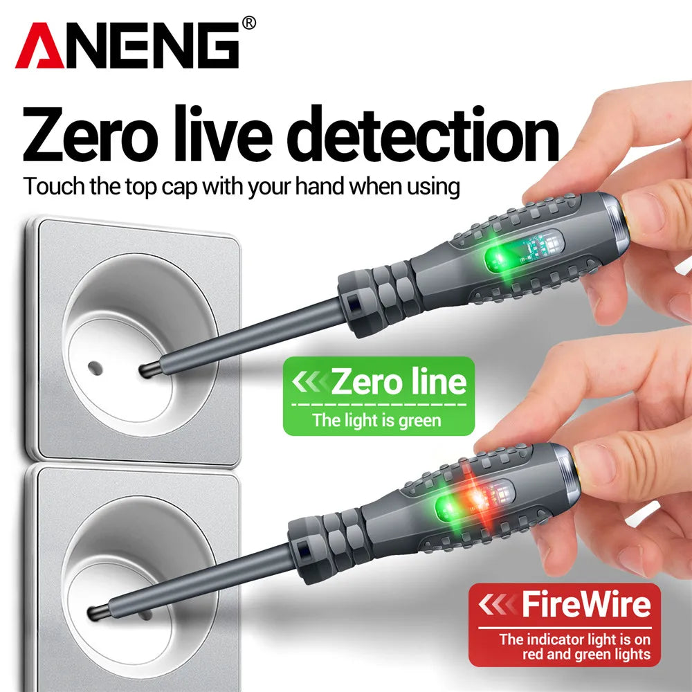 Insulated Neon/LED Voltage Tester Screwdriver Pen — Slotted & Phillips Pocket Electrician Tester