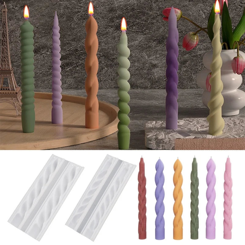 Geometric Spiral Silicone Candle Mold - Twisted Rod DIY Candle Maker (20.5 x 9.7 x 1.7 cm / 8.07 x 3.82 x 0.67 in)