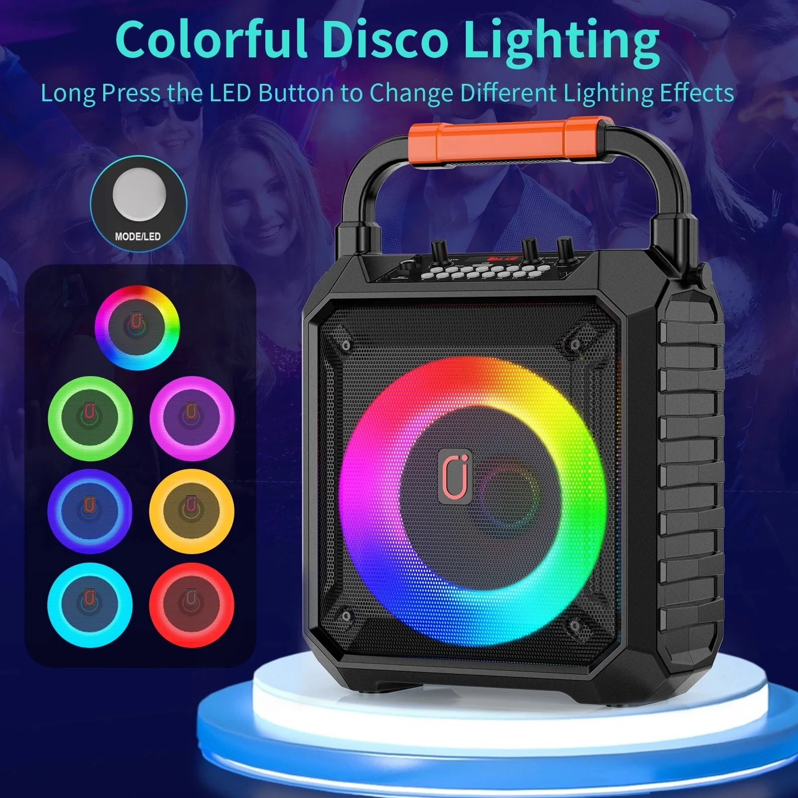 T17 Karaoke Machine with 2 Wireless Microphones - Portable Bluetooth Speaker Home Karaoke System with RGB Lights