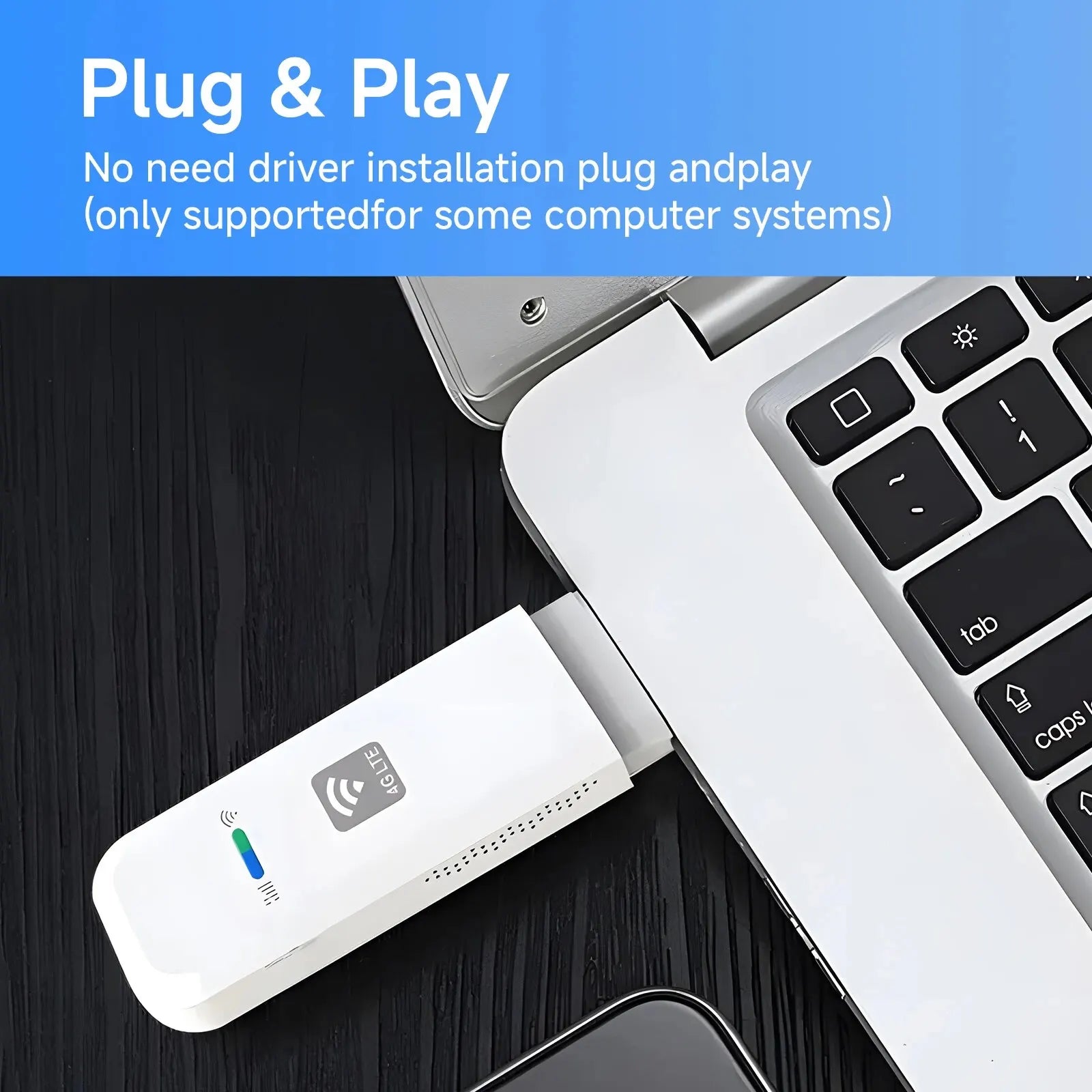Portable 4G LTE USB Dongle Mobile WiFi Hotspot – SIM Card Plug & Play, 150Mbps 2.4GHz, Works in Europe, Korea & Russia