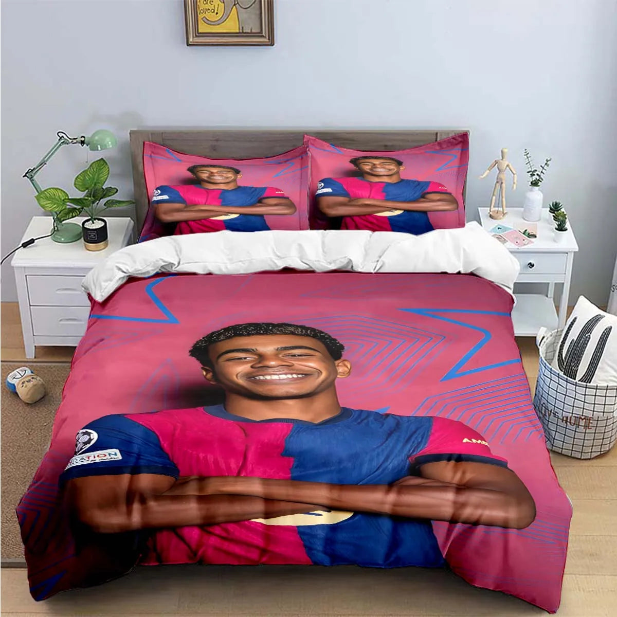 3-Piece Football 3D Print Microfiber Duvet Cover Set with Pillowcases – Soft Hypoallergenic Bedding
