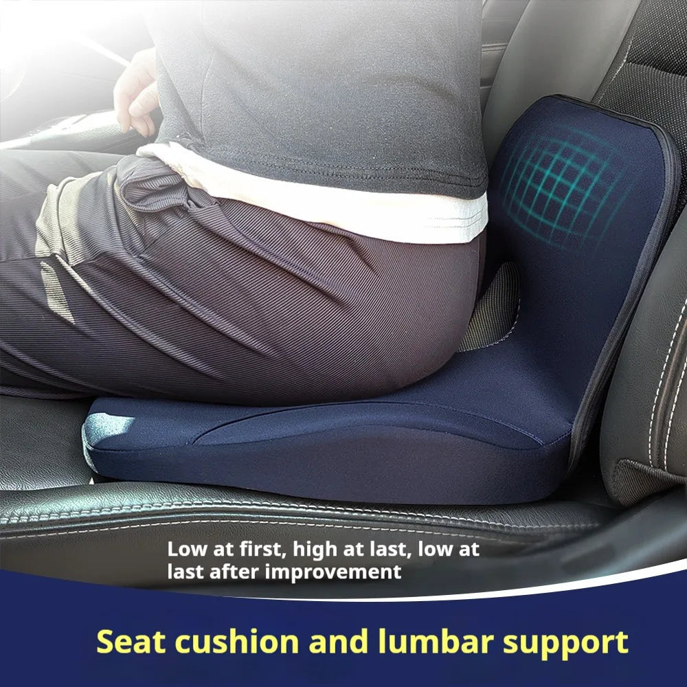 L-Shaped Memory Foam Seat Cushion for Office Chair, Anti-Slip Pressure-Relief Hip & Lumbar Support
