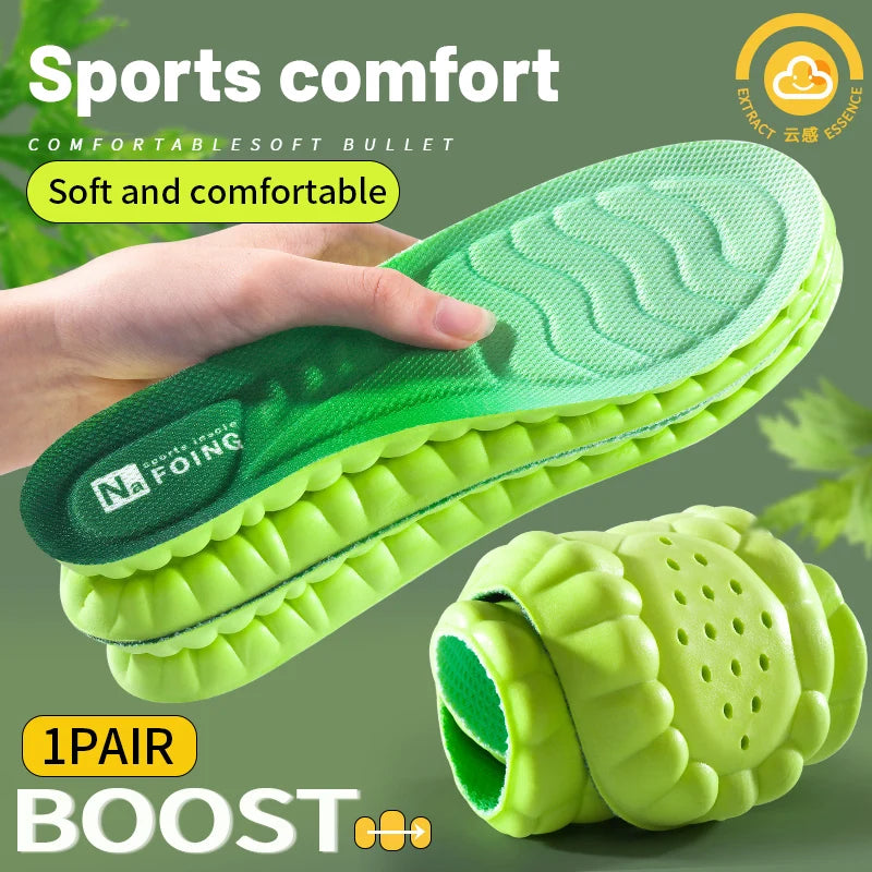 4D Cloud PU Memory Foam Insoles – Breathable Shock-Absorbing Trim-to-Fit Orthopedic Sports & Running Shoe Inserts