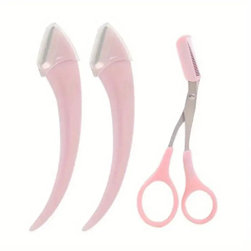 Eyebrow Trimmer Kit – Curved Razor & Scissors with Comb | Beginner-Friendly Brow Grooming Tools