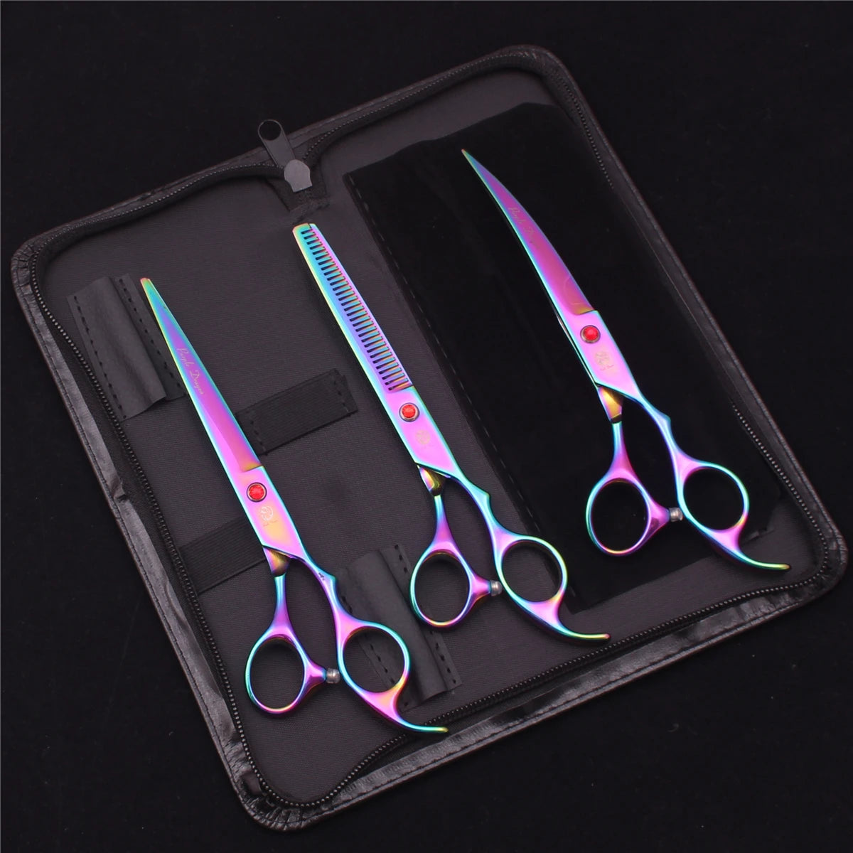 7-Inch (19.5 cm) Stainless Steel Pet Grooming Scissors Kit – Straight, Thinning, Chunker & Curved Shears