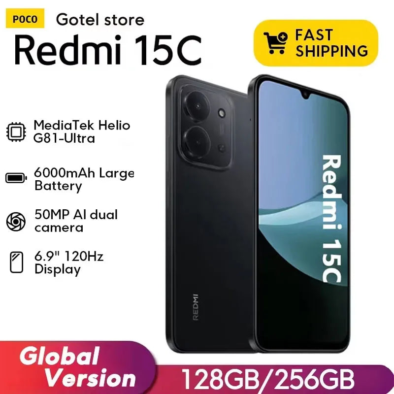 6.9" (17.5 cm) Dot Drop Smartphone — 50MP Main Camera, 120Hz Display, 6000mAh Battery, 33W Fast Charge, Dual SIM