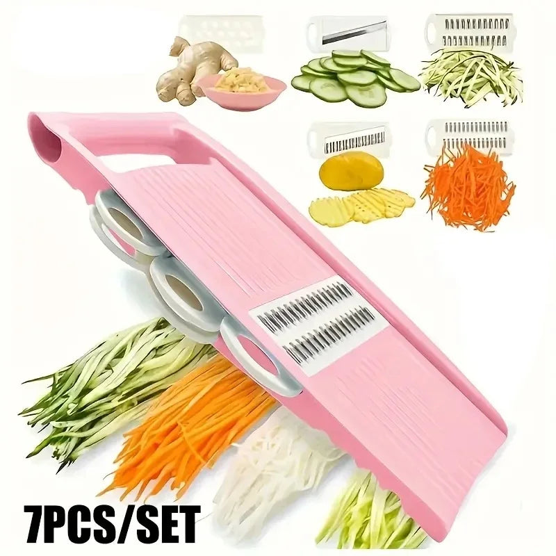 7-in-1 Mandoline Slicer for Kitchen – Adjustable Vegetable, Potato & Cheese Grater